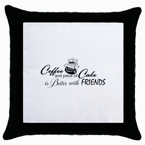 Coffee and Cake Throw Pillow Case (Black) from ArtsNow.com Front