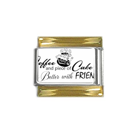 Coffee and Cake Gold Trim Italian Charm (9mm) from ArtsNow.com Front