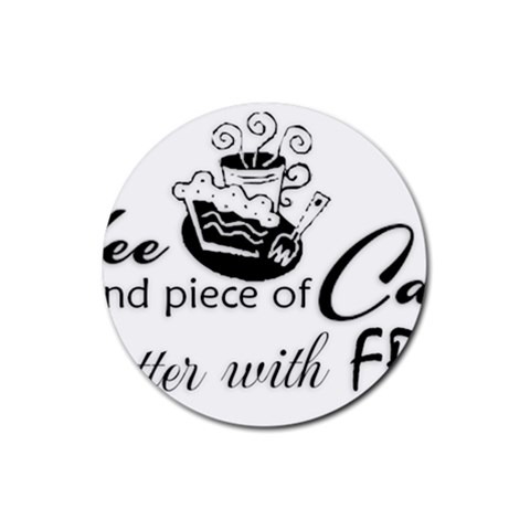 Coffee and Cake Rubber Round Coaster (4 pack) from ArtsNow.com Front