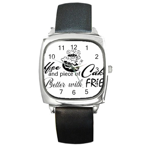 Coffee and Cake Square Metal Watch from ArtsNow.com Front