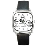 Coffee and Cake Square Metal Watch