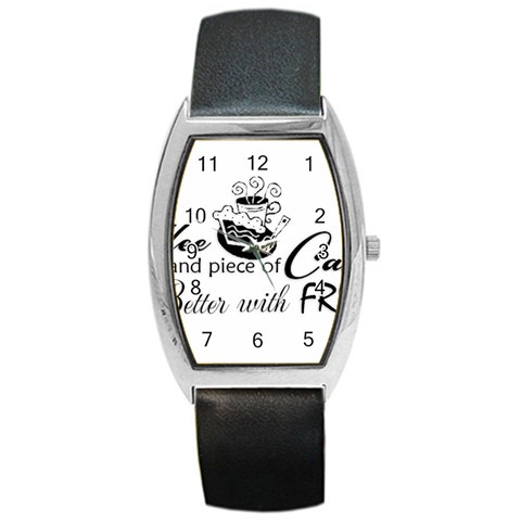 Coffee and Cake Barrel Style Metal Watch from ArtsNow.com Front