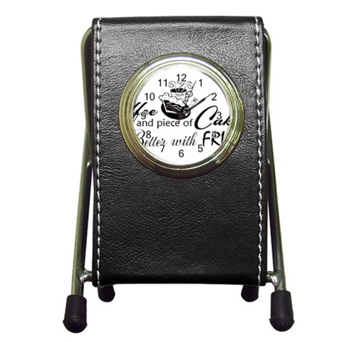 Coffee and Cake Pen Holder Desk Clock from ArtsNow.com Front