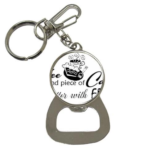 Coffee and Cake Bottle Opener Key Chain from ArtsNow.com Front