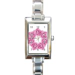 Pink Roses Rectangular Italian Charm Watch