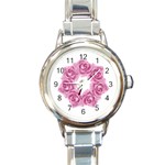 Pink Roses Round Italian Charm Watch