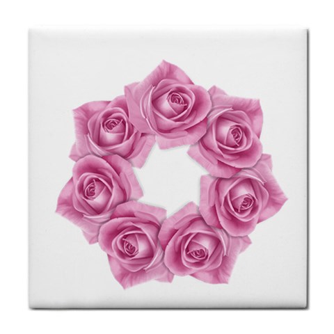 Pink Roses Tile Coaster from ArtsNow.com Front