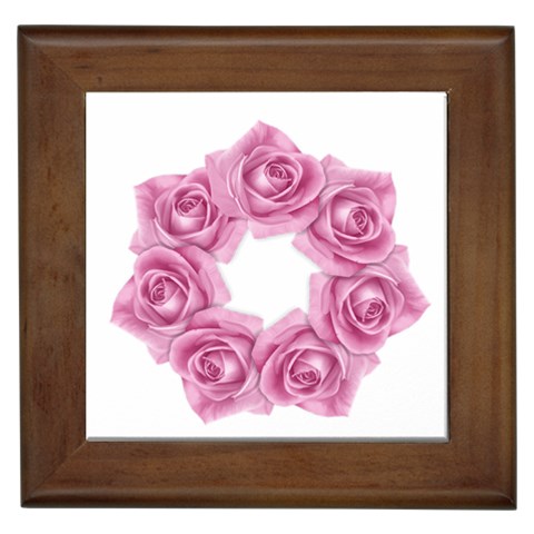 Pink Roses Framed Tile from ArtsNow.com Front