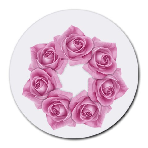 Pink Roses Round Mousepad from ArtsNow.com Front