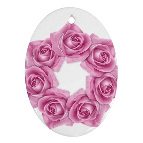 Pink Roses Ornament (Oval) from ArtsNow.com Front