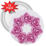 Pink Roses 3  Button (10 pack)