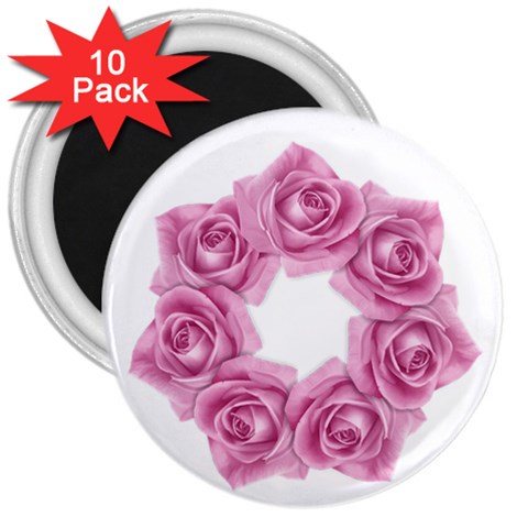 Pink Roses 3  Magnet (10 pack) from ArtsNow.com Front