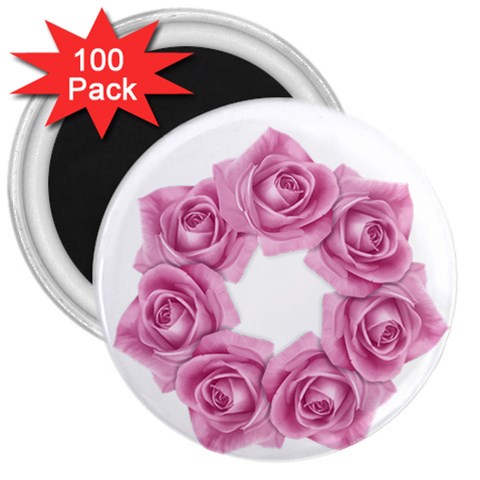 Pink Roses 3  Magnet (100 pack) from ArtsNow.com Front