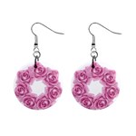 Pink Roses 1  Button Earrings