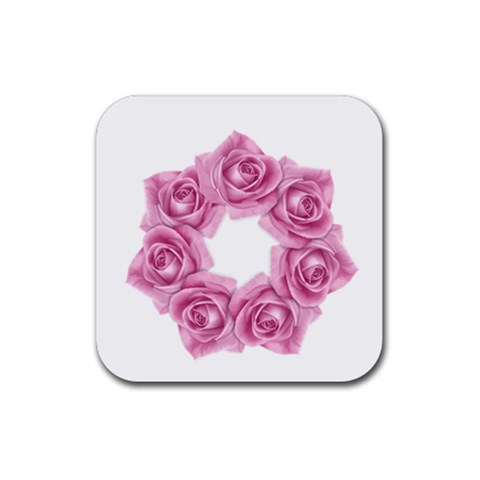 Pink Roses Rubber Coaster (Square) from ArtsNow.com Front