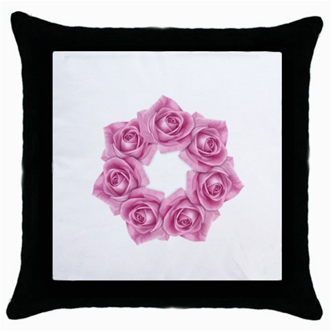 Pink Roses Throw Pillow Case (Black) from ArtsNow.com Front