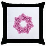 Pink Roses Throw Pillow Case (Black)