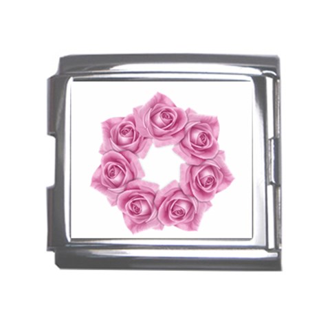 Pink Roses Mega Link Italian Charm (18mm) from ArtsNow.com Front