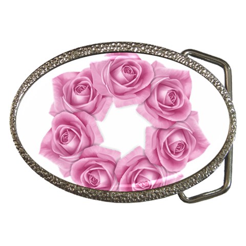 Pink Roses Belt Buckle from ArtsNow.com Front