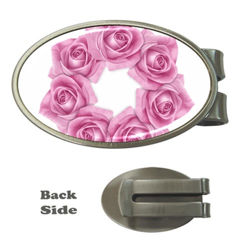 Pink Roses Money Clip (Oval) from ArtsNow.com Front