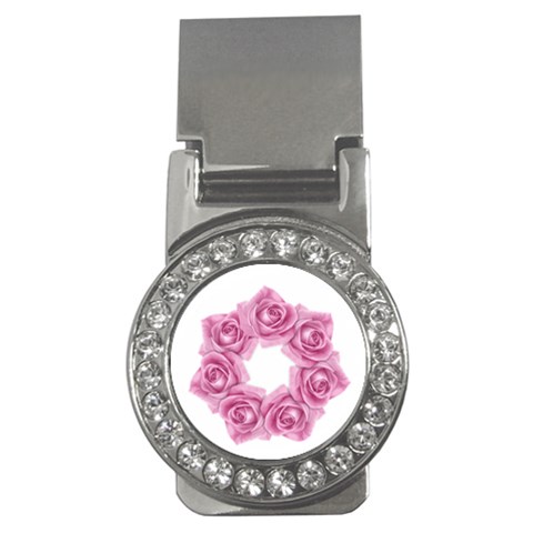 Pink Roses Money Clip (CZ) from ArtsNow.com Front