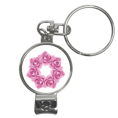 Pink Roses Nail Clippers Key Chain from ArtsNow.com Front