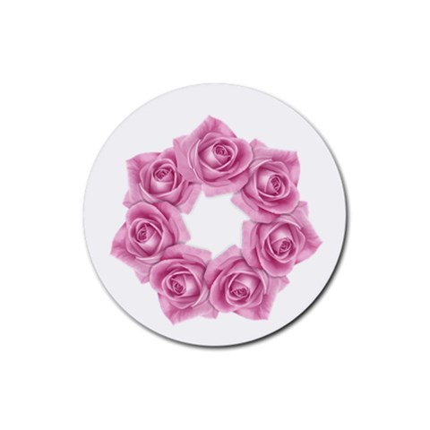 Pink Roses Rubber Coaster (Round) from ArtsNow.com Front