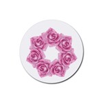 Pink Roses Rubber Round Coaster (4 pack)