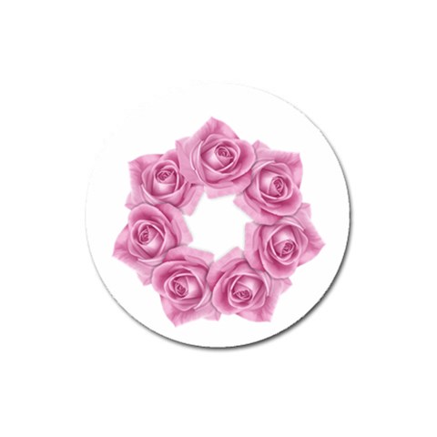 Pink Roses Magnet 3  (Round) from ArtsNow.com Front