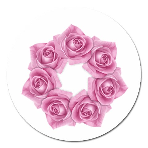 Pink Roses Magnet 5  (Round) from ArtsNow.com Front