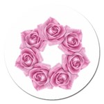 Pink Roses Magnet 5  (Round)