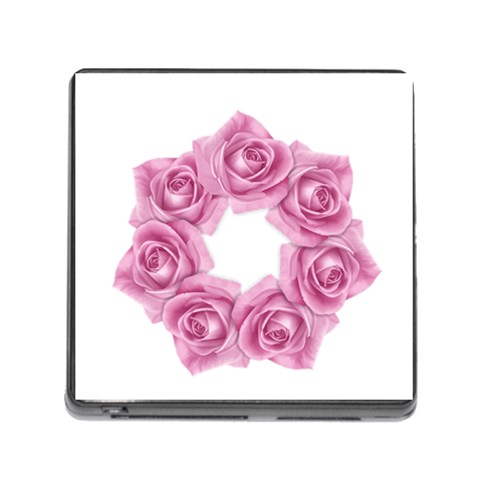 Pink Roses Memory Card Reader with Storage (Square) from ArtsNow.com Front