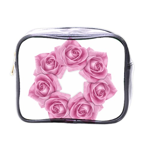 Pink Roses Mini Toiletries Bag (One Side) from ArtsNow.com Front