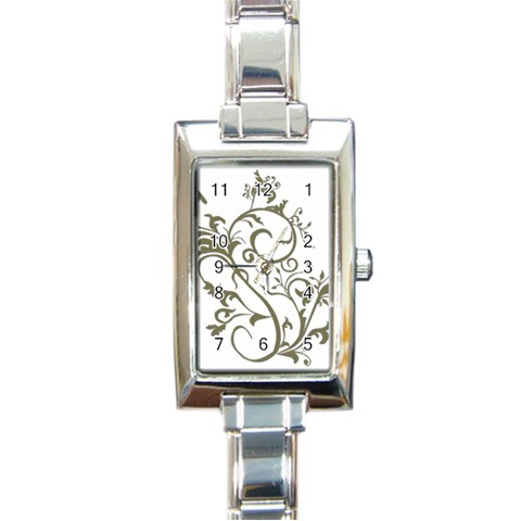 Decorative Vine Rectangular Italian Charm Watch from ArtsNow.com Front