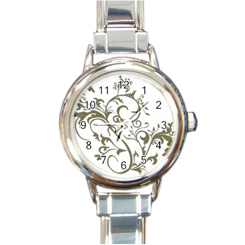 Decorative Vine Round Italian Charm Watch from ArtsNow.com Front