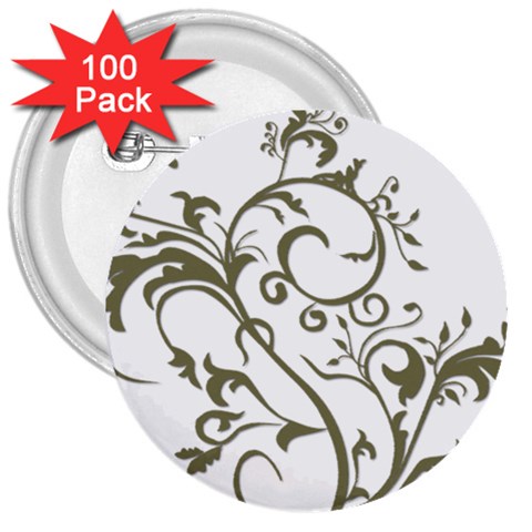 Decorative Vine 3  Button (100 pack) from ArtsNow.com Front