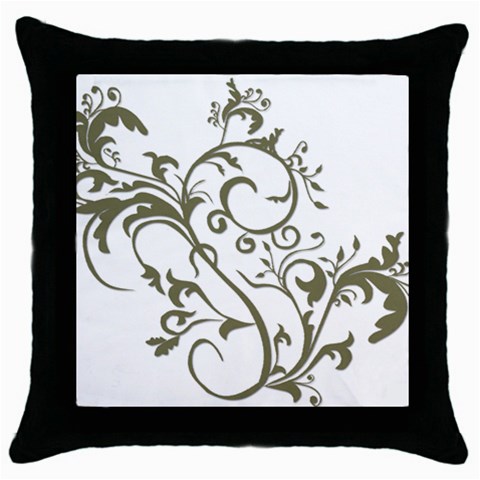 Decorative Vine Throw Pillow Case (Black) from ArtsNow.com Front