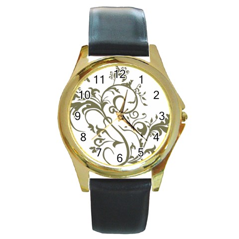 Decorative Vine Round Gold Metal Watch from ArtsNow.com Front