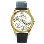 Decorative Vine Round Gold Metal Watch