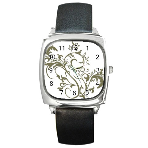 Decorative Vine Square Metal Watch from ArtsNow.com Front