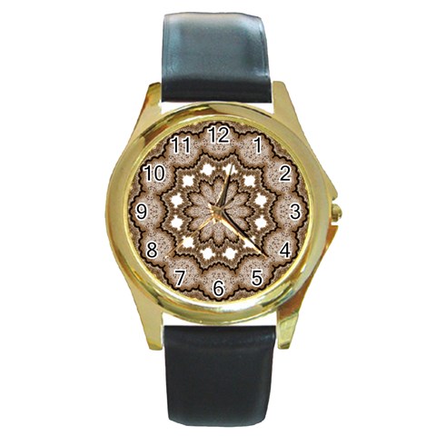 Cookie Round Gold Metal Watch from ArtsNow.com Front