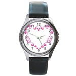 Purple Heart Frame Round Metal Watch