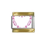 Purple Heart Frame Gold Trim Italian Charm (9mm)