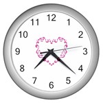 Purple Heart Frame Wall Clock (Silver)