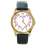 Purple Heart Frame Round Gold Metal Watch