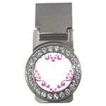 Purple Heart Frame Money Clip (CZ)