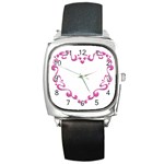 Purple Heart Frame Square Metal Watch