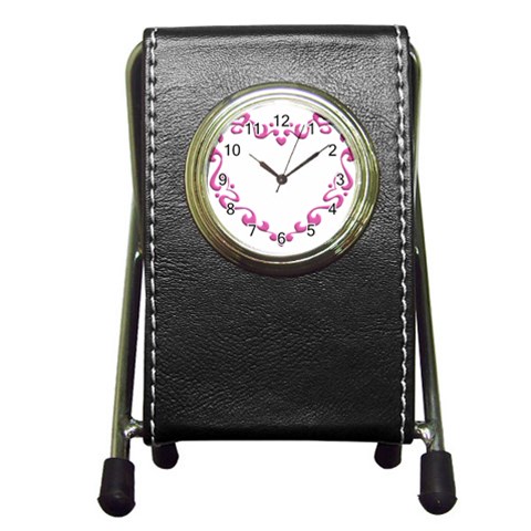 Purple Heart Frame Pen Holder Desk Clock from ArtsNow.com Front