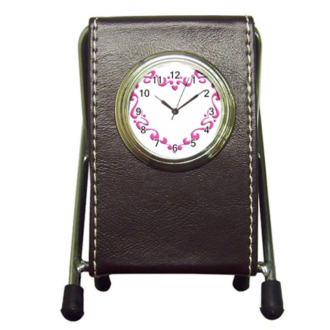 Purple Heart Frame Pen Holder Desk Clock from ArtsNow.com Front