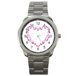 Purple Heart Frame Sport Metal Watch